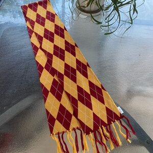 Argyle Patterned Scarf in Red and Yellow